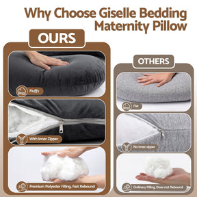 Giselle Bedding G-Shaped Pregnancy Pillow with Removable Cover Dark Grey - SportZone.co.nz