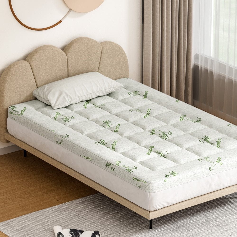 Giselle Bedding Mattress Topper Pillowtop Bamboo 7.5cm King Single - SportZone.co.nz