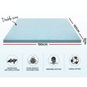 Giselle Bedding Memory Foam Mattress Topper Cool Gel 5cm Double - SportZone.co.nz