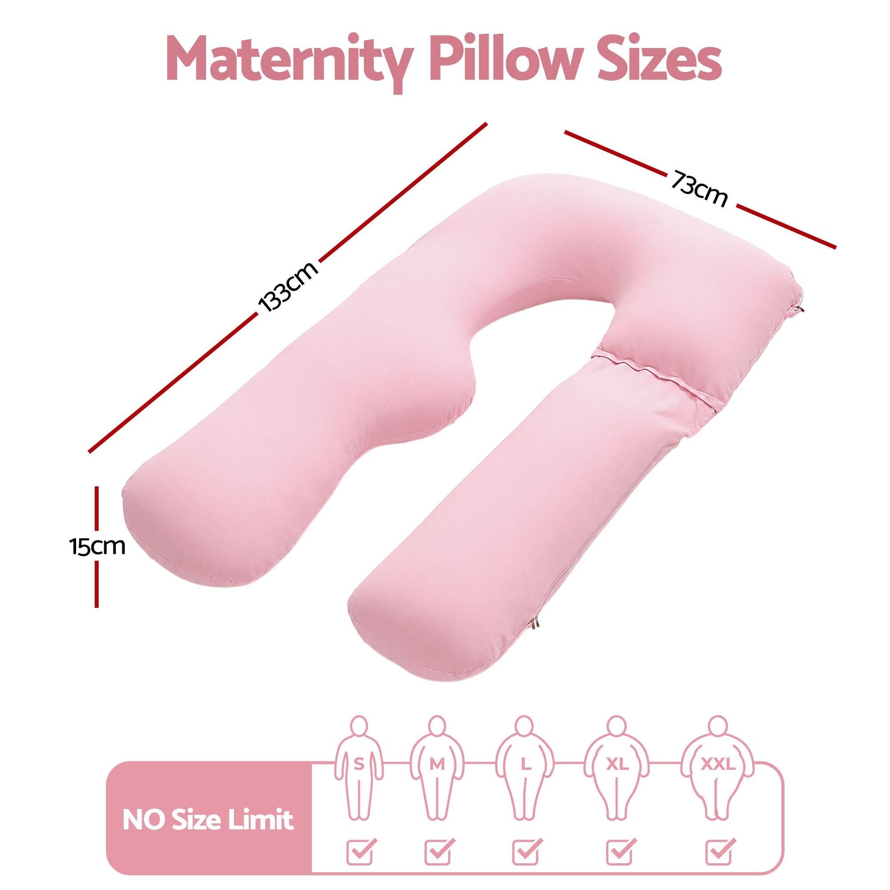 Giselle Bedding U-Shaped Pregnancy Pillow Cotton Cover Pink - SportZone.co.nz