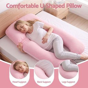 Giselle Bedding U-Shaped Pregnancy Pillow Cotton Cover Pink - SportZone.co.nz