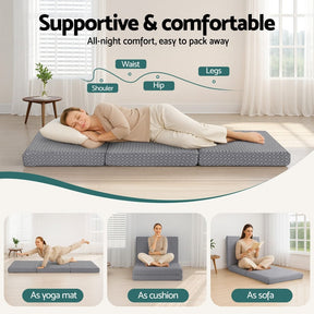 Giselle Foldable Mattress Folding Sofa Bed Trifold Memory Foam Camping Cushion Mat - SportZone.co.nz