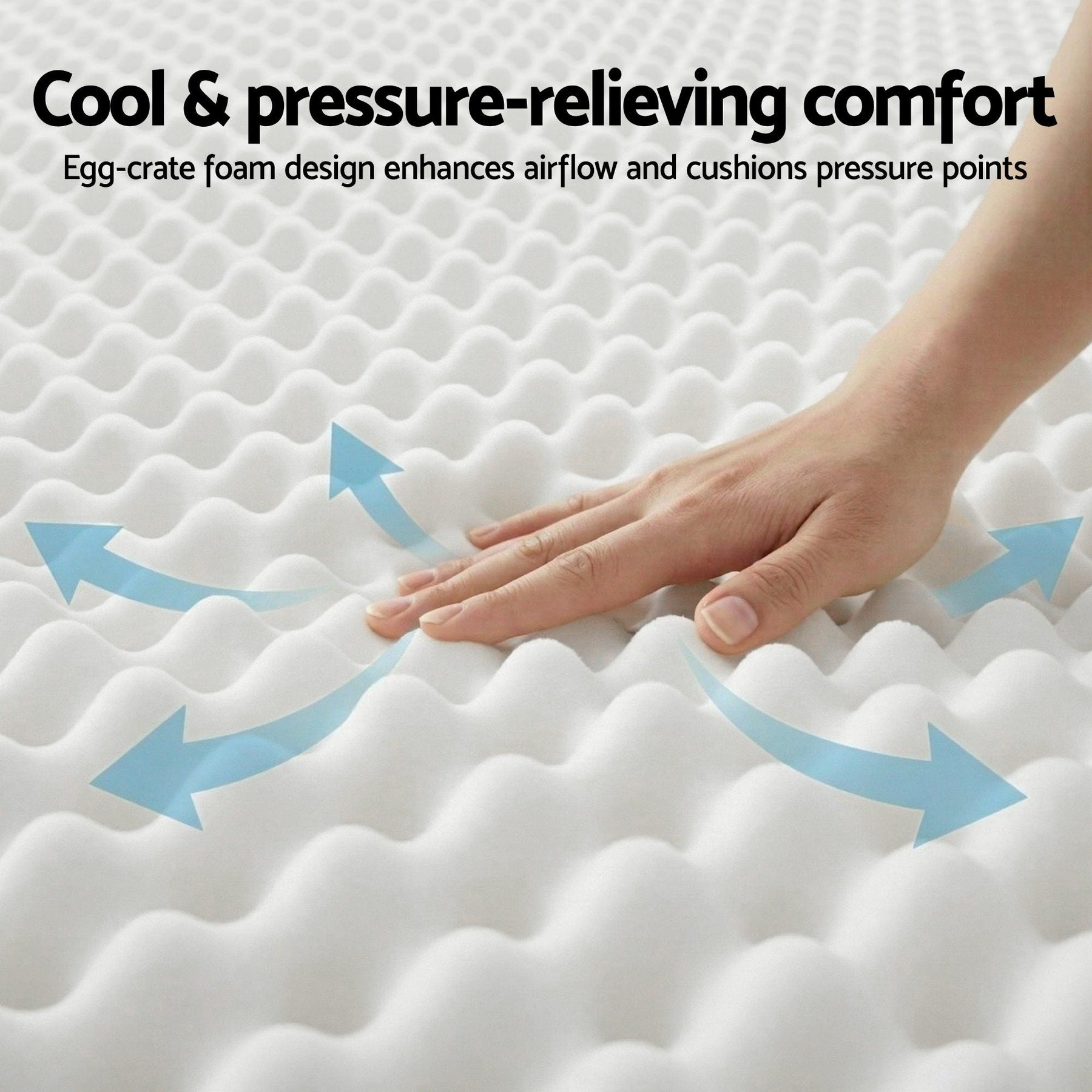 Giselle Single Mattress 20cm with Reinforced Edge Support Egg - Crate Foam - SportZone.co.nz