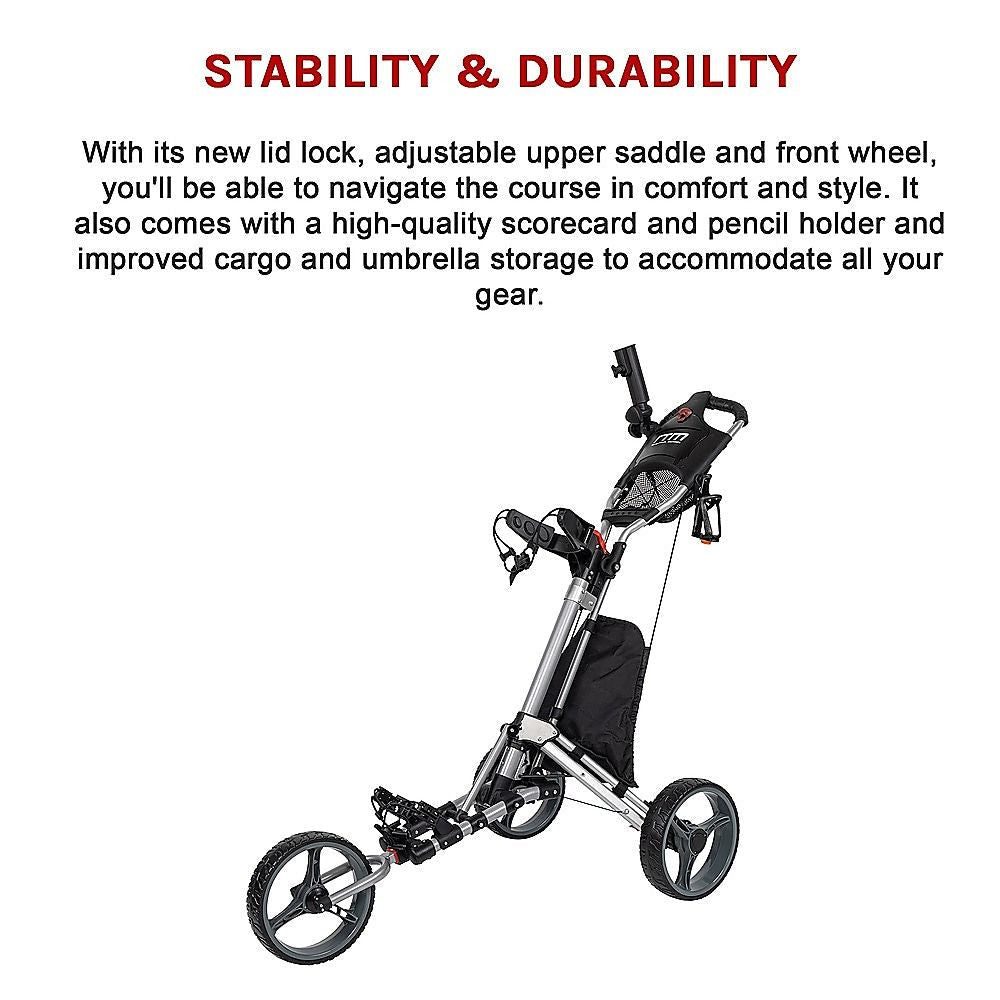 Golf Club Buggy Trolley Cart Compact Foldable 3 Wheel - SportZone.co.nz