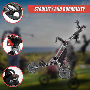 Golf Club Buggy Trolley Cart Compact Foldable 3 Wheel - SportZone.co.nz