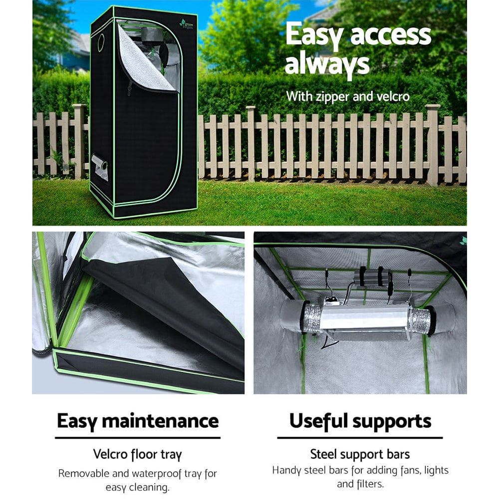Green Fingers Grow Tent 70x70x160CM 1680D Hydroponics Kit Indoor Plant Room System - SportZone.co.nz
