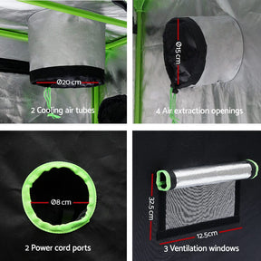 Green Fingers Grow Tent 80x80x160CM Hydroponics Kit Indoor Plant Room System - SportZone.co.nz