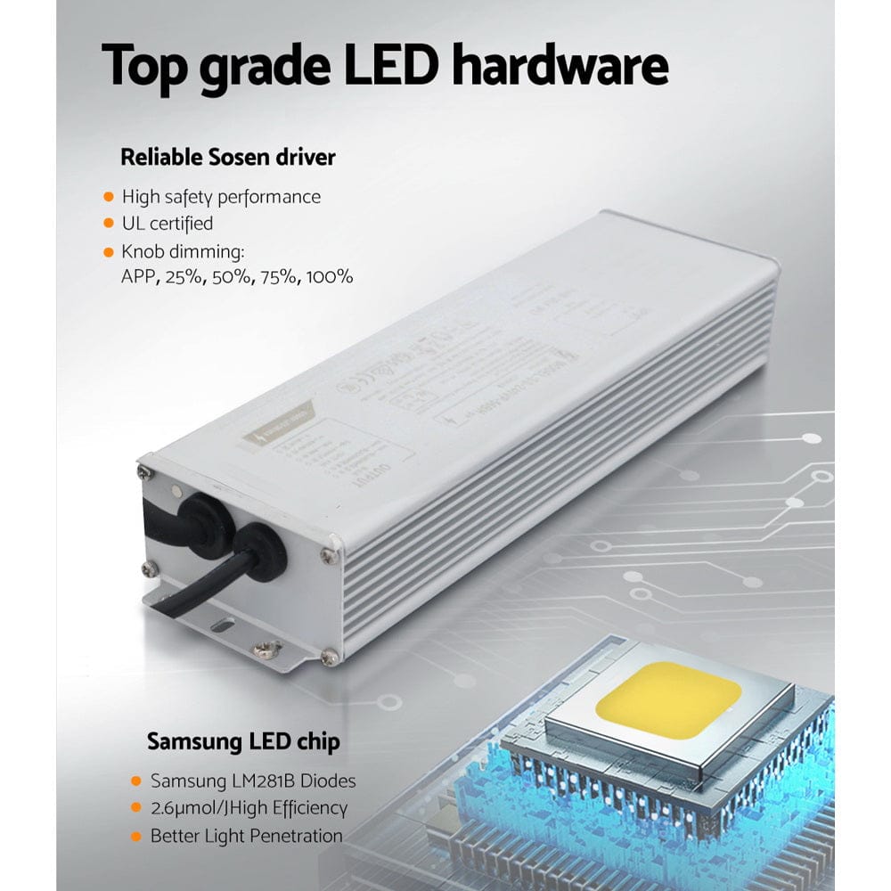 Green Fingers Max 2200W Grow Light LED Full Spectrum Indoor Plant All Stage Growth - SportZone.co.nz