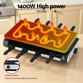 Grillz 1400W Electric BBQ Grill w/ 7 Cooking Pans - SportZone.co.nz
