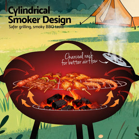 Grillz Charcoal BBQ Grill Portable with Lid for Camping Outdoor - SportZone.co.nz