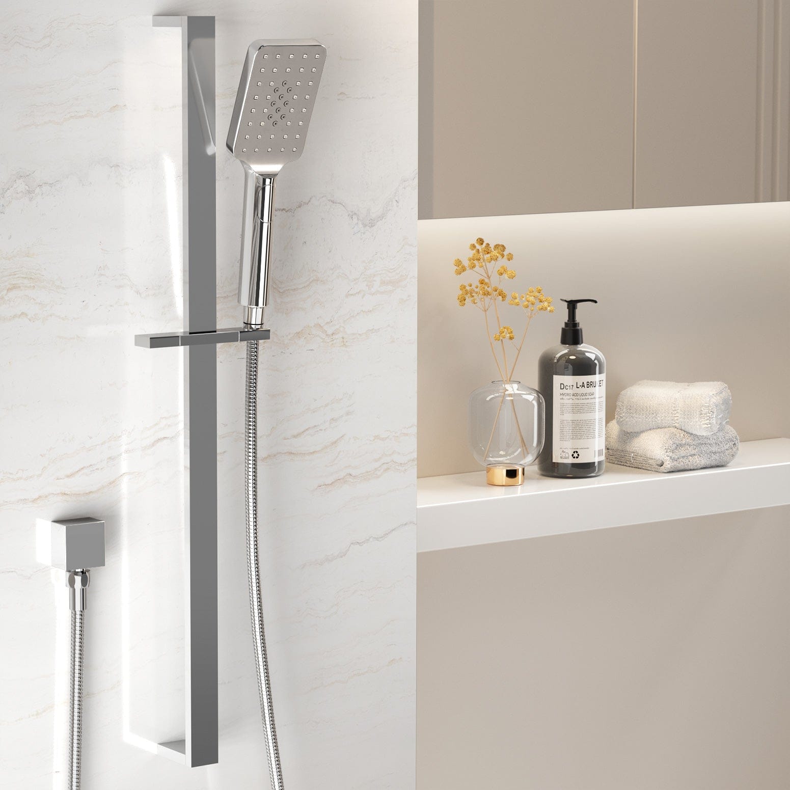 Handheld Shower Head Set 3.1'' High Pressure Silver - SportZone.co.nz