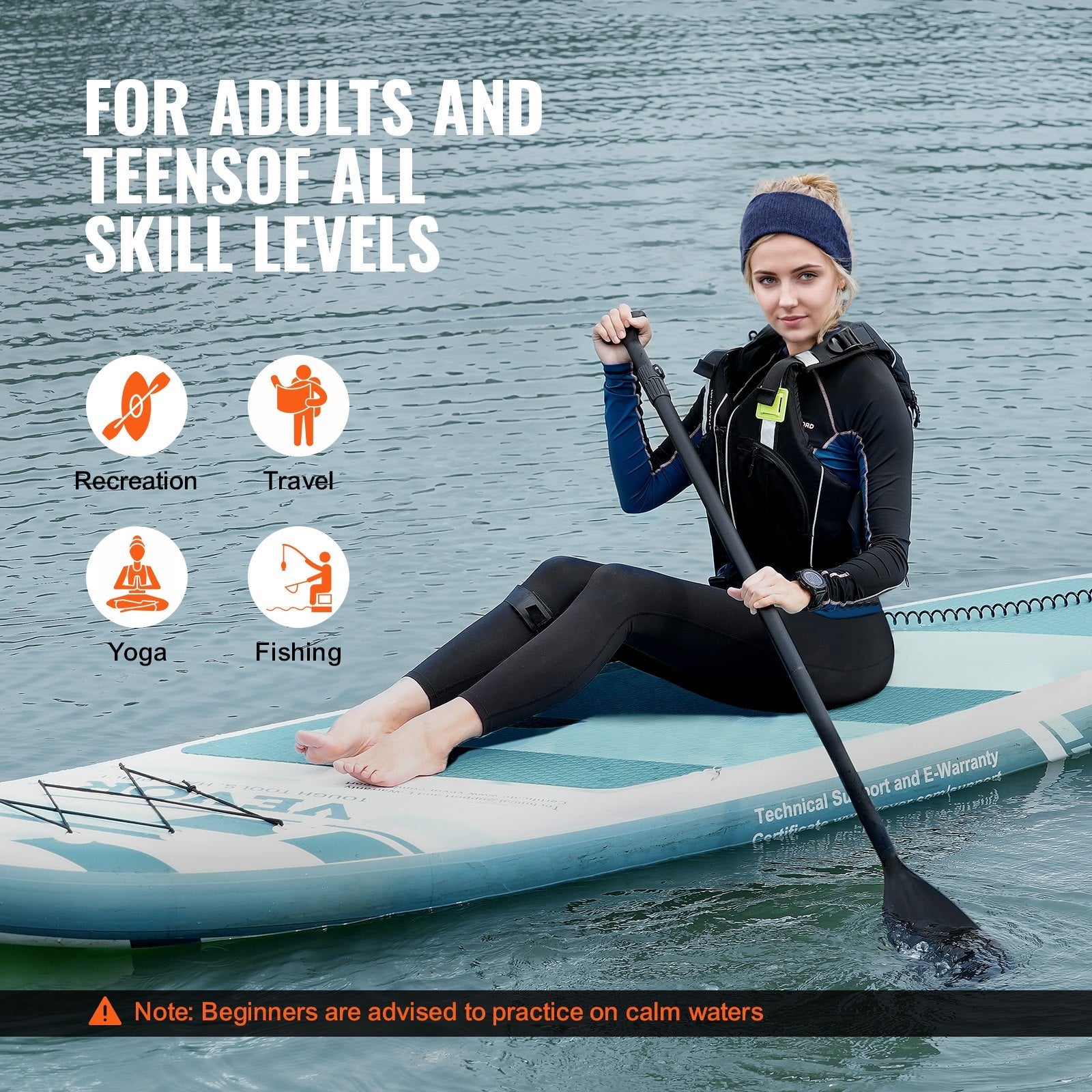 Inflatable Stand Up Paddle Board, 152 mm Wide SUP Paddleboard, with Board Accessories, Pump, Paddle, Fin, Phone Bag, Backpack, Ankle Leash, Repair Kit, Non-slip Deck for Youth & Adults - SportZone.co.nz