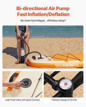 Inflatable Stand Up Paddle Board, 3.53m x 89cm x 15cm Wide Ultra-Light SUP Paddleboard, All Accessories Included, Pump, Paddle, Fin, Backpack, Ankle Leash, Strap, Non-slip Deck for Youth, Adults - SportZone.co.nz