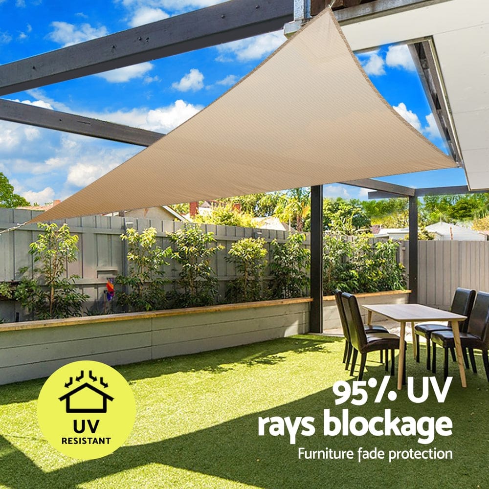 Instahut Shade Sail Cloth Shadecloth Triangle Sun Canopy 3.6x3.6x3.6M - SportZone.co.nz