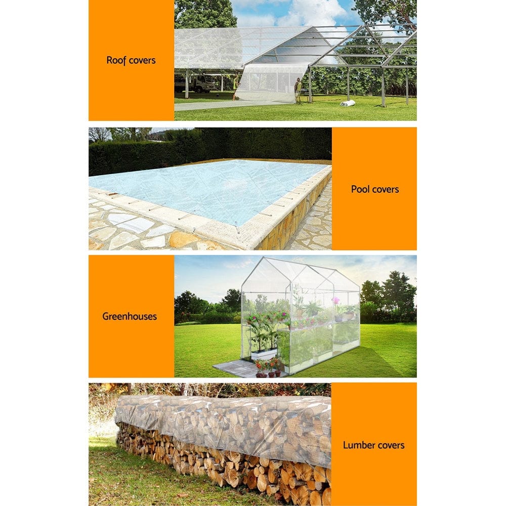 Instahut Tarp Tarpaulin 5x10m Canvas Heavy Duty Camping Cover Clear - SportZone.co.nz
