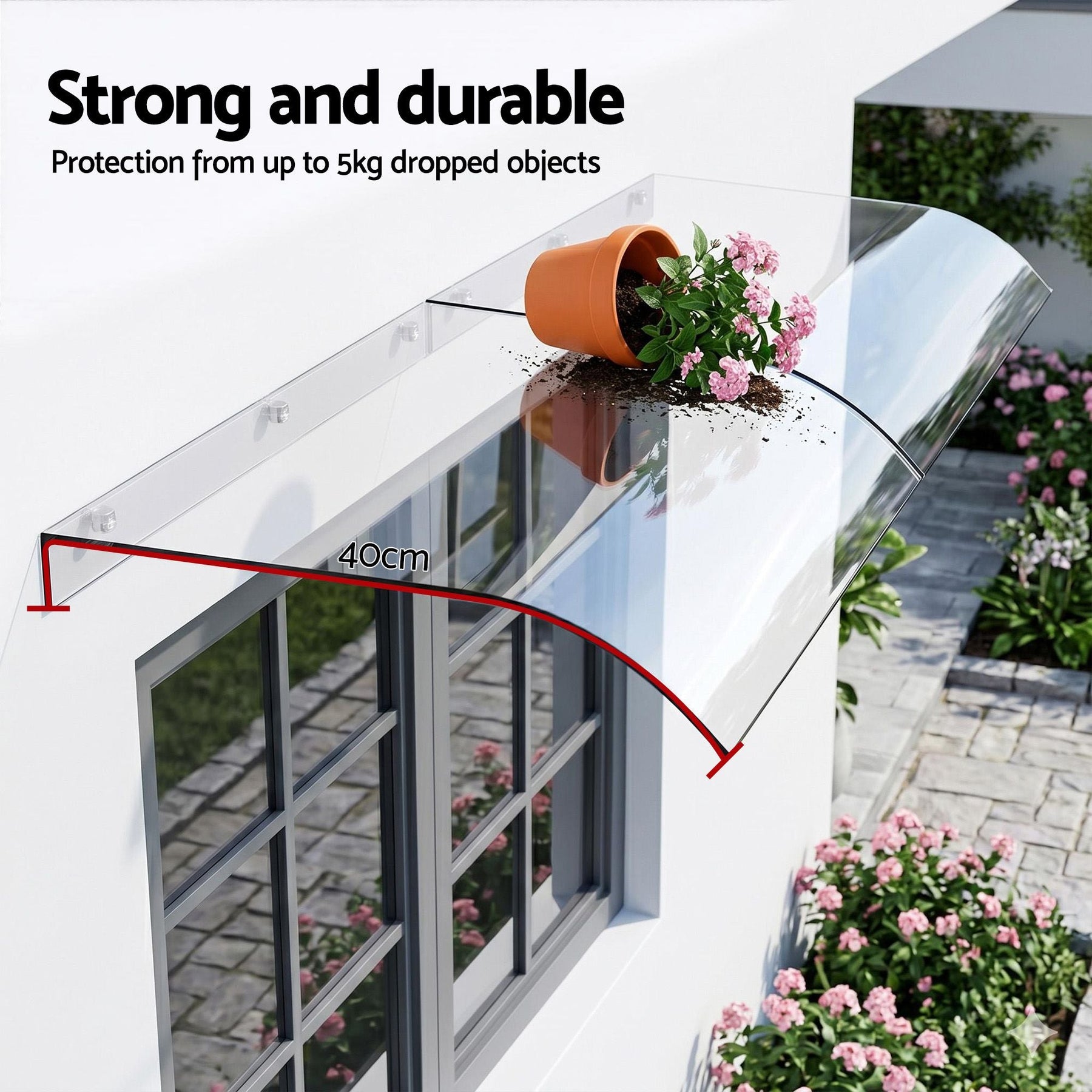 Instahut Window Door Awning 0.4mx2m Transparent - SportZone.co.nz