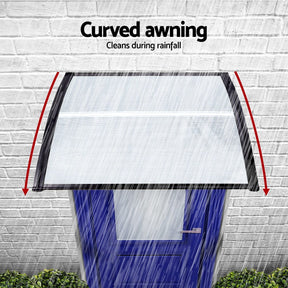 Instahut Window Door Awning 0.8mx1m Transparent - SportZone.co.nz