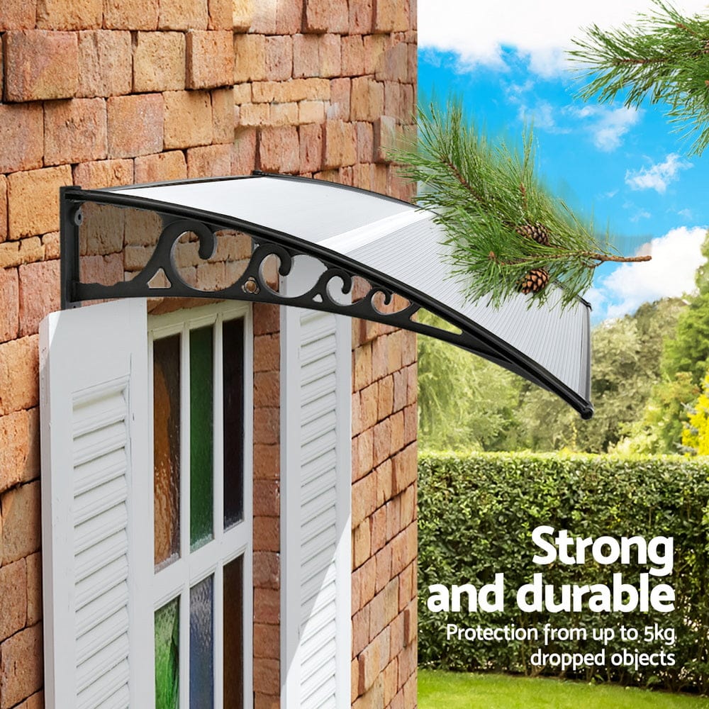 Instahut Window Door Awning 0.8mx1m Transparent - SportZone.co.nz