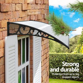 Instahut Window Door Awning 0.8mx1m Transparent - SportZone.co.nz