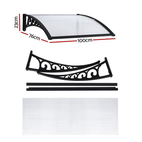 Instahut Window Door Awning 0.8mx1m Transparent - SportZone.co.nz