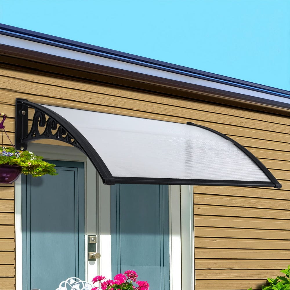 Instahut Window Door Awning 0.8mx1m Transparent - SportZone.co.nz