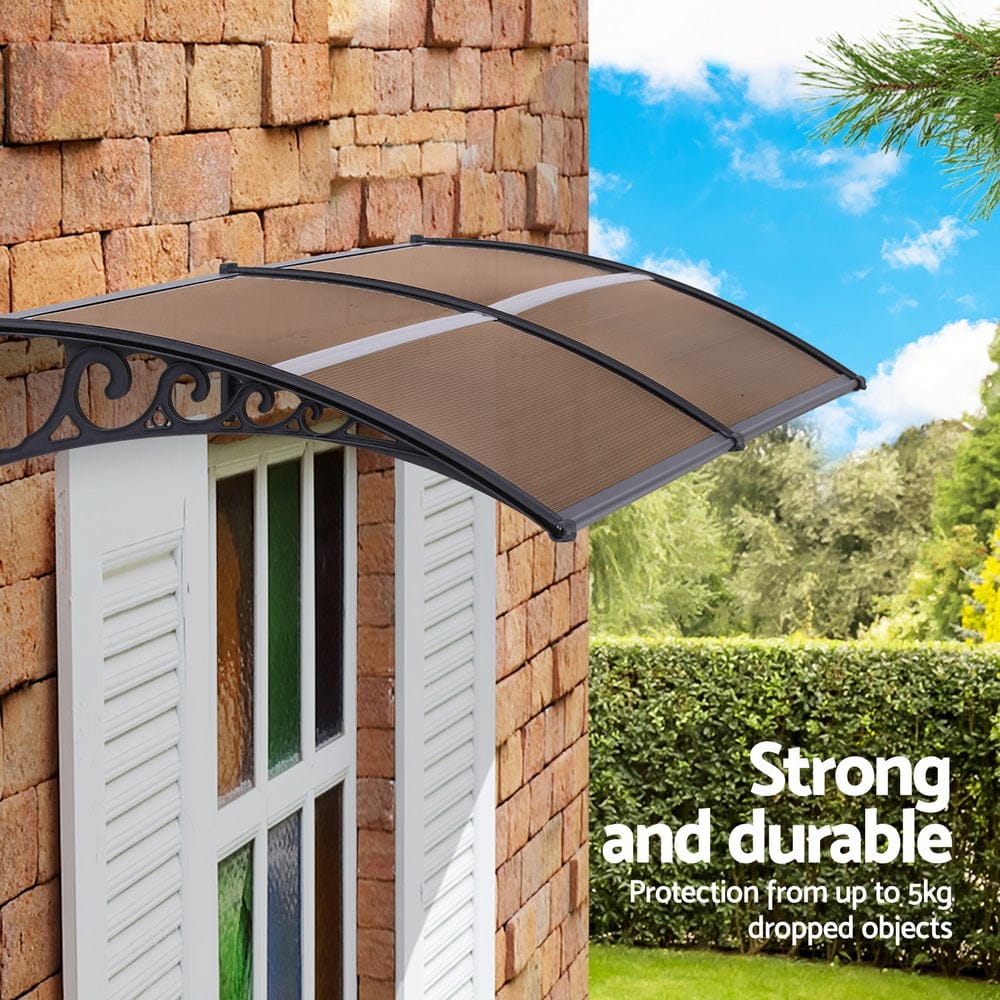 Instahut Window Door Awning 0.8mx2m Brown - SportZone.co.nz