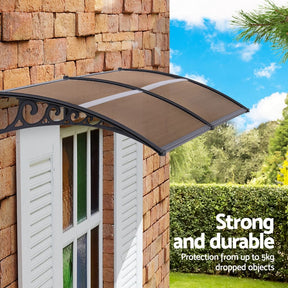 Instahut Window Door Awning 0.8mx2m Brown - SportZone.co.nz