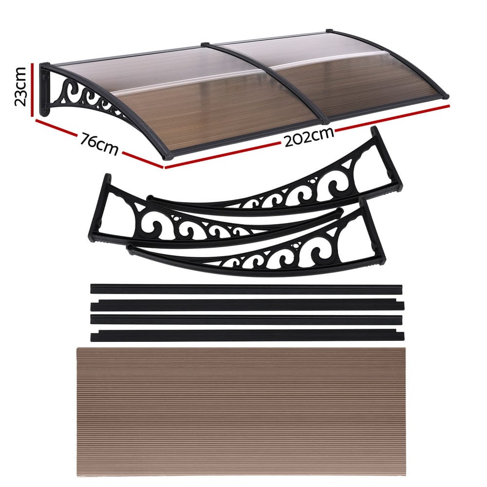 Instahut Window Door Awning 0.8mx2m Brown - SportZone.co.nz
