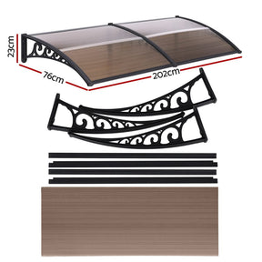 Instahut Window Door Awning 0.8mx2m Brown - SportZone.co.nz