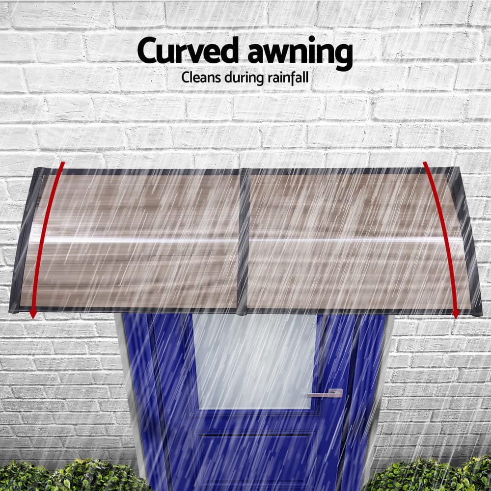 Instahut Window Door Awning 0.8mx2m Brown - SportZone.co.nz