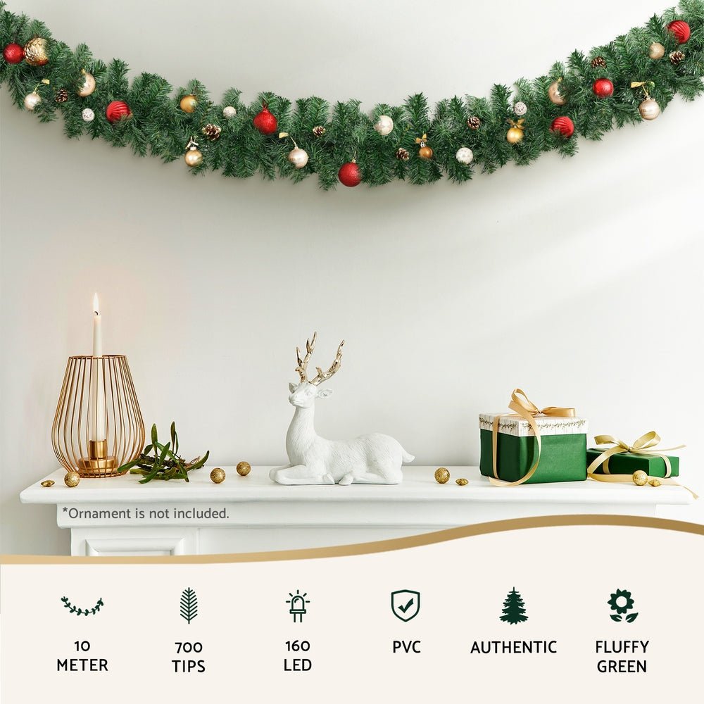 Jingle Jollys 10M Christmas Garland LED Lights Party Xmas Decorations 700 TIPS - SportZone.co.nz