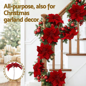 Jingle Jollys 14Pcs Christmas Tree Flowers Set Xmas Garland Wreath Ornaments Red - SportZone.co.nz