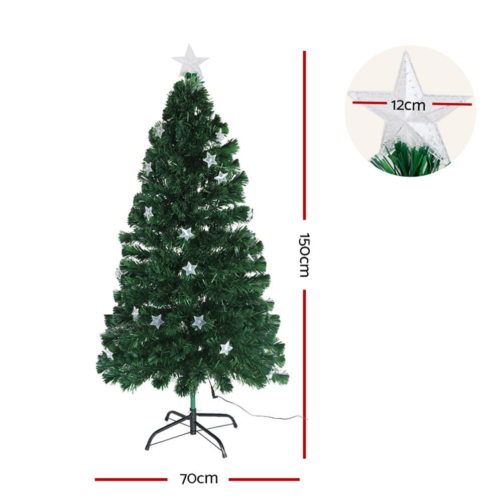 Jingle Jollys 1.5m Christmas Tree Optic Fibre LED Xmas tree Multi Colour - SportZone.co.nz