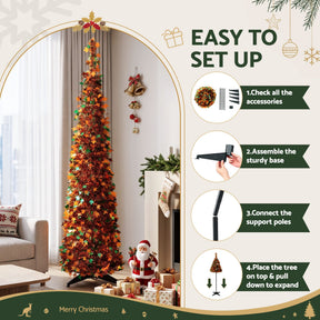 Jingle Jollys 160cm Pop Up Christmas Tree Artificial Christmas Tree Golden Maple Leaf - SportZone.co.nz