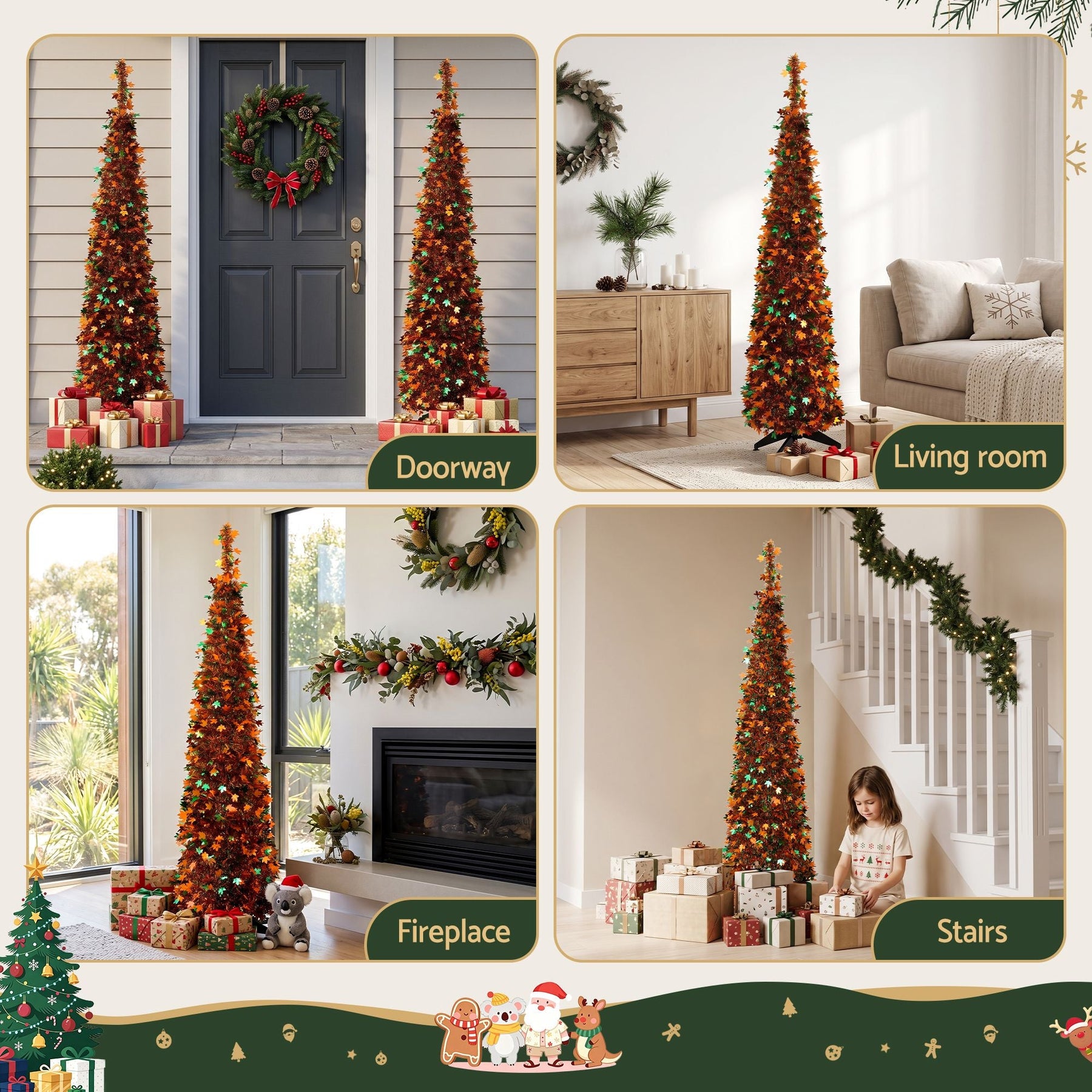 Jingle Jollys 160cm Pop Up Christmas Tree Artificial Christmas Tree Golden Maple Leaf - SportZone.co.nz