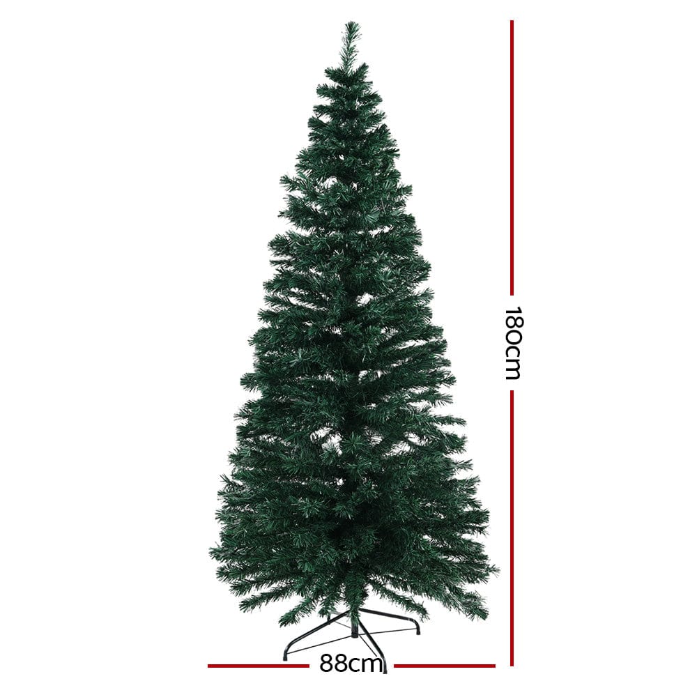 Jingle Jollys 1.8m Christmas Tree Optic Fibre LED Xmas tree 300 Tips - SportZone.co.nz
