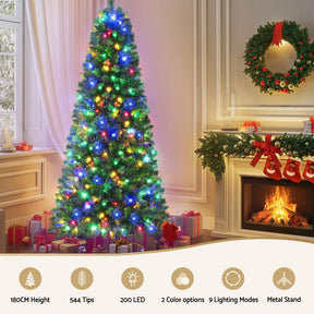 Jingle Jollys 1.8M Pre-lit Christmas Tree 8 Mode Multi Colour 200 LED Light Xmas - SportZone.co.nz