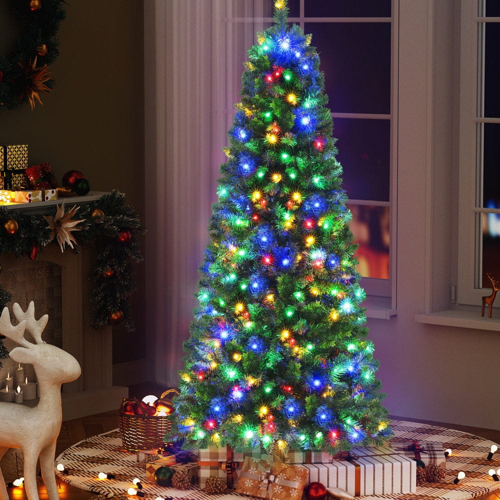 Jingle Jollys 1.8M Pre-lit Christmas Tree 8 Mode Multi Colour 200 LED Light Xmas - SportZone.co.nz