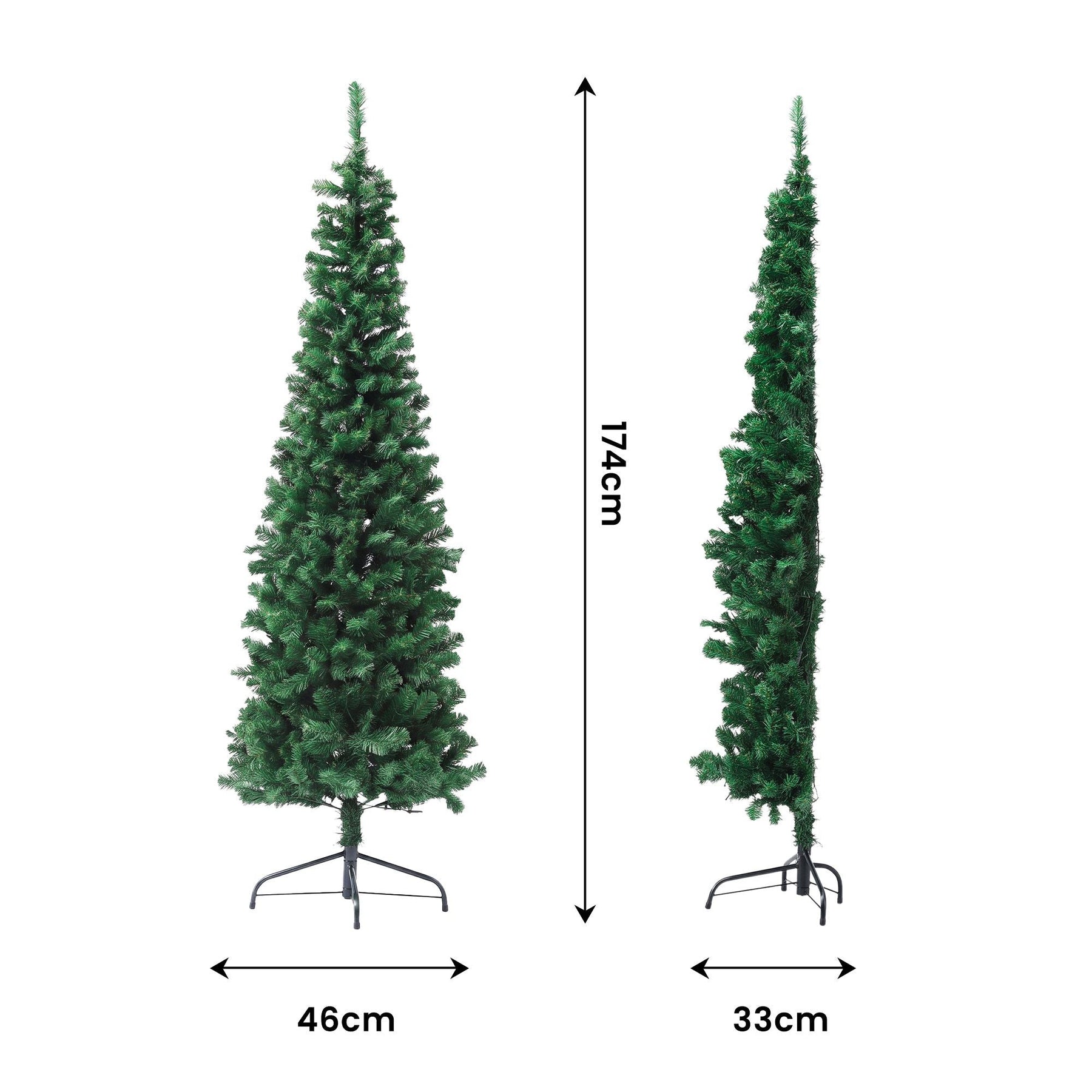 Jingle Jollys 1.8m Pre-Lit Christmas Tree Slim Pencil Xmas Tree Corner Tree - SportZone.co.nz