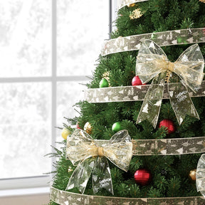 Jingle Jollys 20M Christmas Ribbon Roll Bow Printed Xmas Tree Decor Gift Gold - SportZone.co.nz
