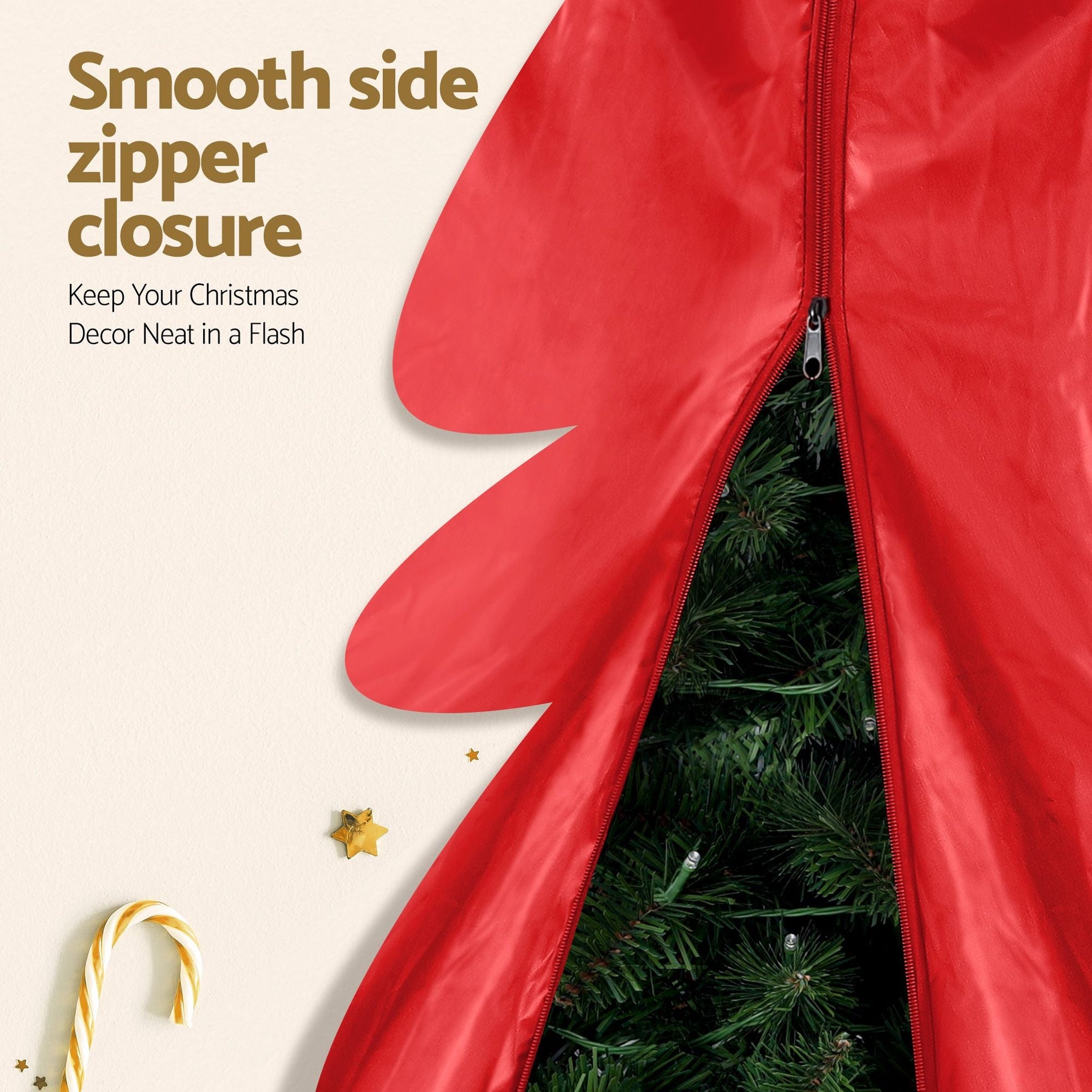Jingle Jollys 2.4m Pre-Lit Christmas Tree 1488 LED Green with Red Storage Bag - SportZone.co.nz