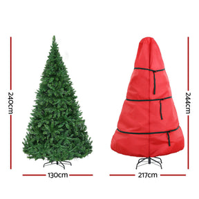 Jingle Jollys 2.4m Pre-Lit Christmas Tree 1488 LED Green with Red Storage Bag - SportZone.co.nz