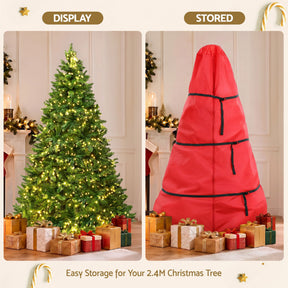 Jingle Jollys 2.4m Pre-Lit Christmas Tree 1488 LED Green with Red Storage Bag - SportZone.co.nz