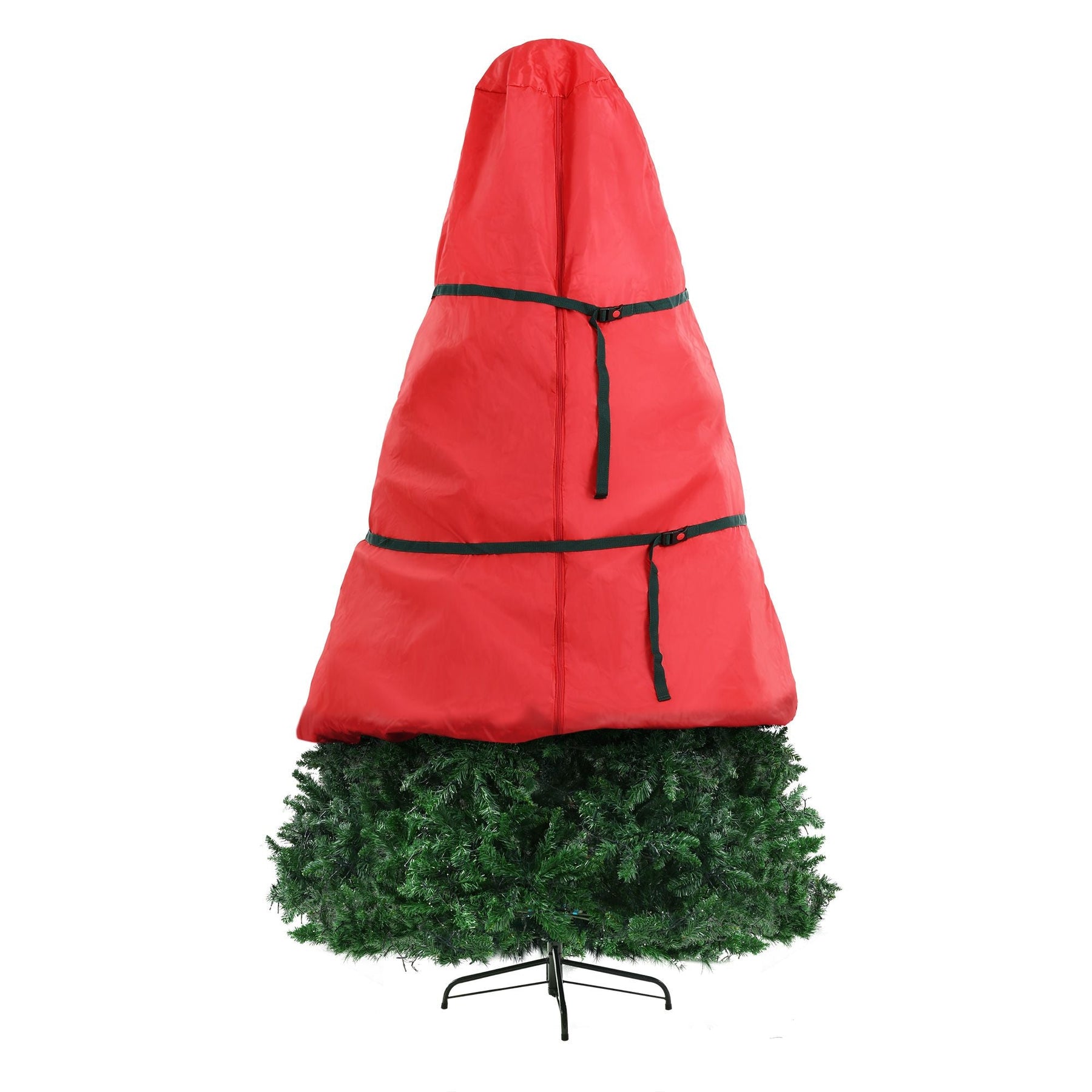 Jingle Jollys 2.4m Pre-Lit Christmas Tree 1488 LED Green with Red Storage Bag - SportZone.co.nz