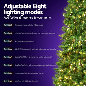 Jingle Jollys 2.4m Pre-Lit Christmas Tree 1488 LED Green with Red Storage Bag - SportZone.co.nz