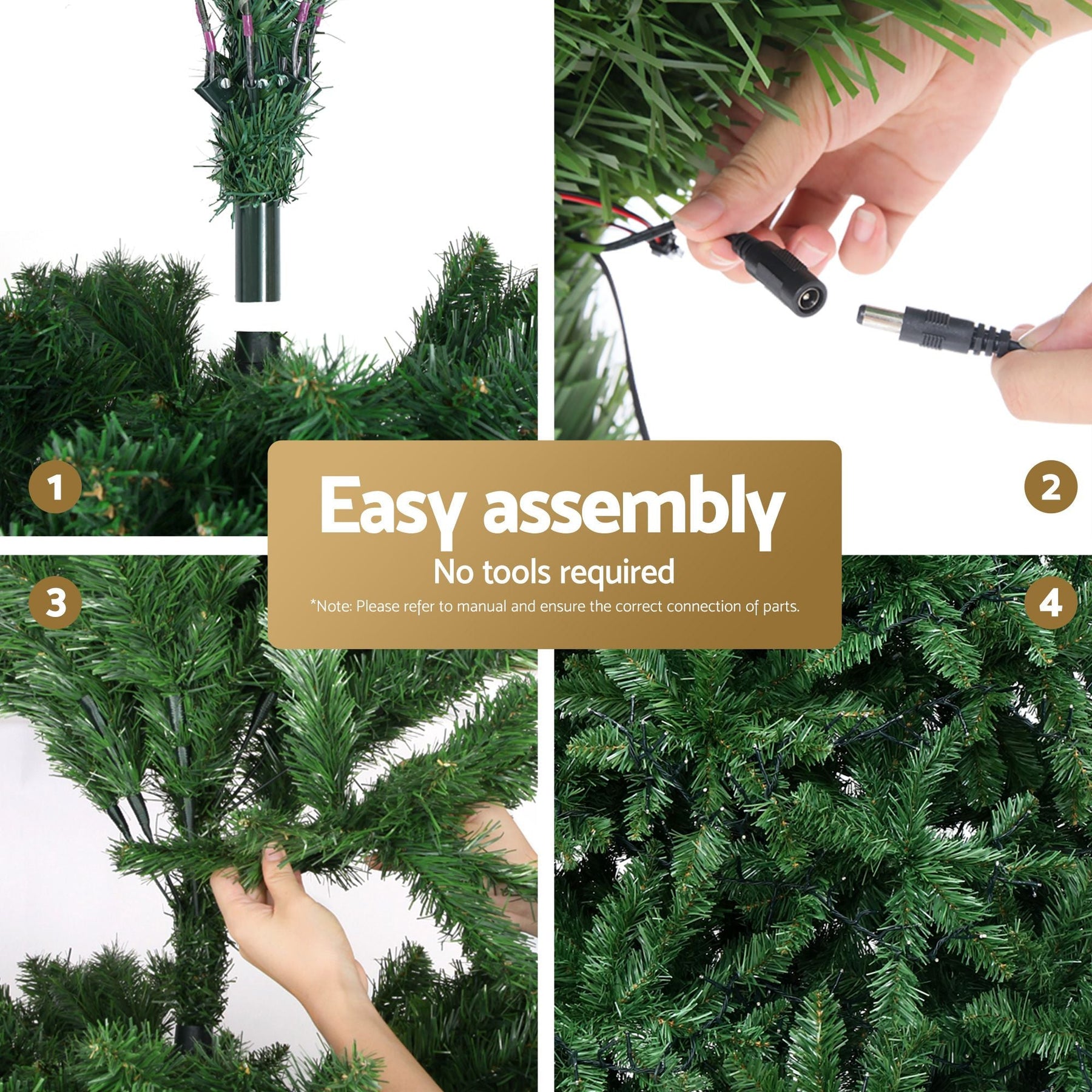 Jingle Jollys 2.4m Pre-Lit Christmas Tree 1488 LED Green with Red Storage Bag - SportZone.co.nz
