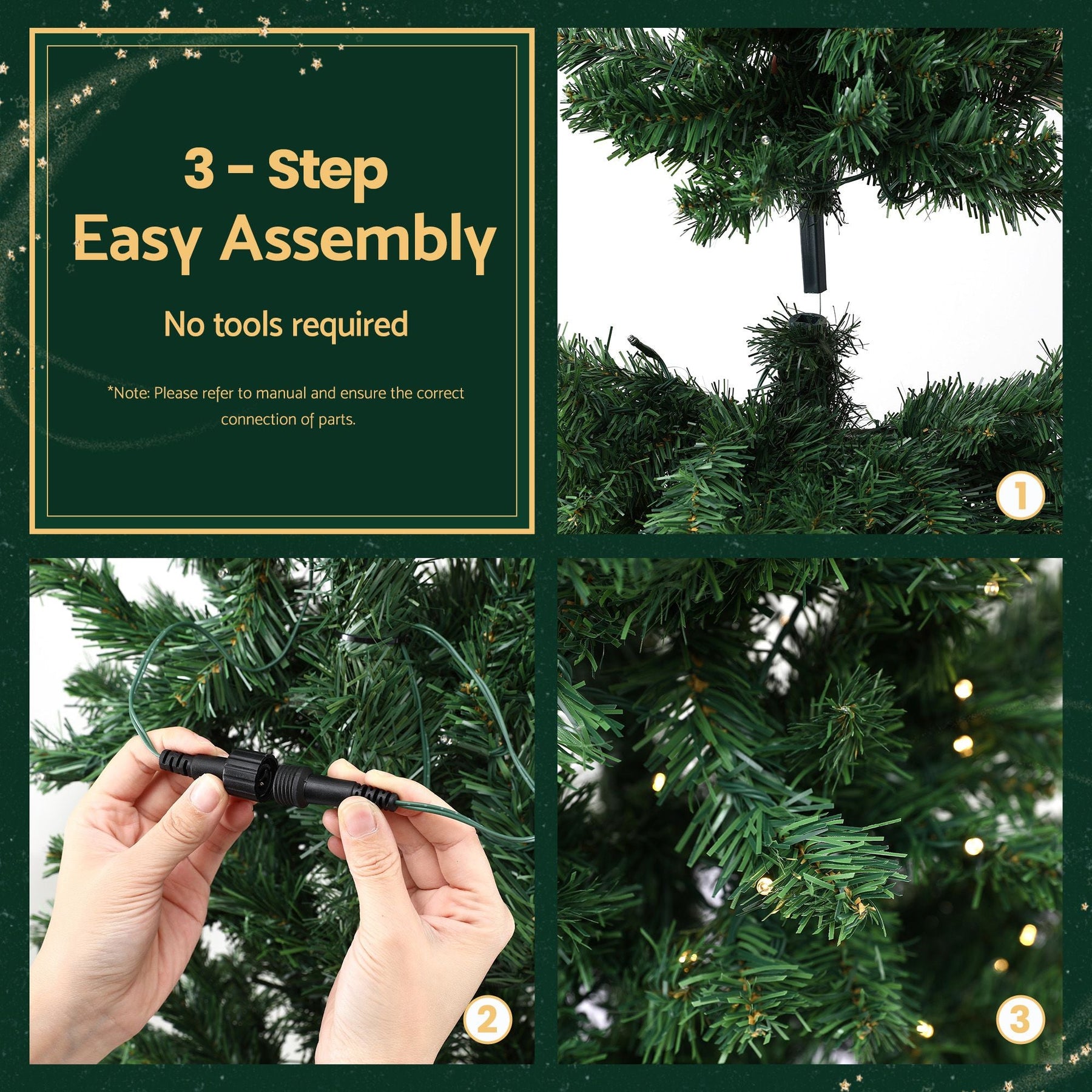Jingle Jollys 2.4m Pre-Lit Christmas Tree Slim Pencil Xmas Tree Corner Tree - SportZone.co.nz