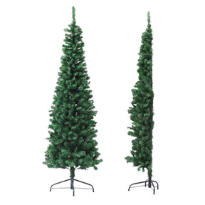 Jingle Jollys 2.4m Pre-Lit Christmas Tree Slim Pencil Xmas Tree Corner Tree - SportZone.co.nz