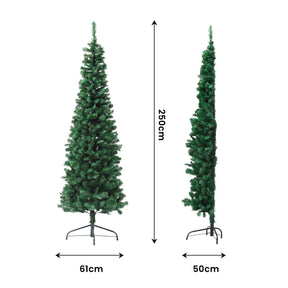 Jingle Jollys 2.4m Pre-Lit Christmas Tree Slim Pencil Xmas Tree Corner Tree - SportZone.co.nz