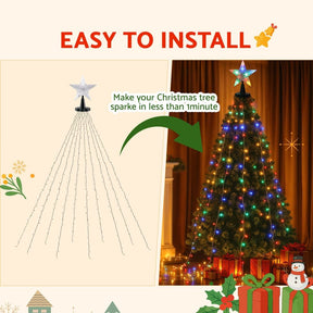 Jingle Jollys 2.5M Christmas Lights Waterfall String Light 300 LED Star Topper - SportZone.co.nz